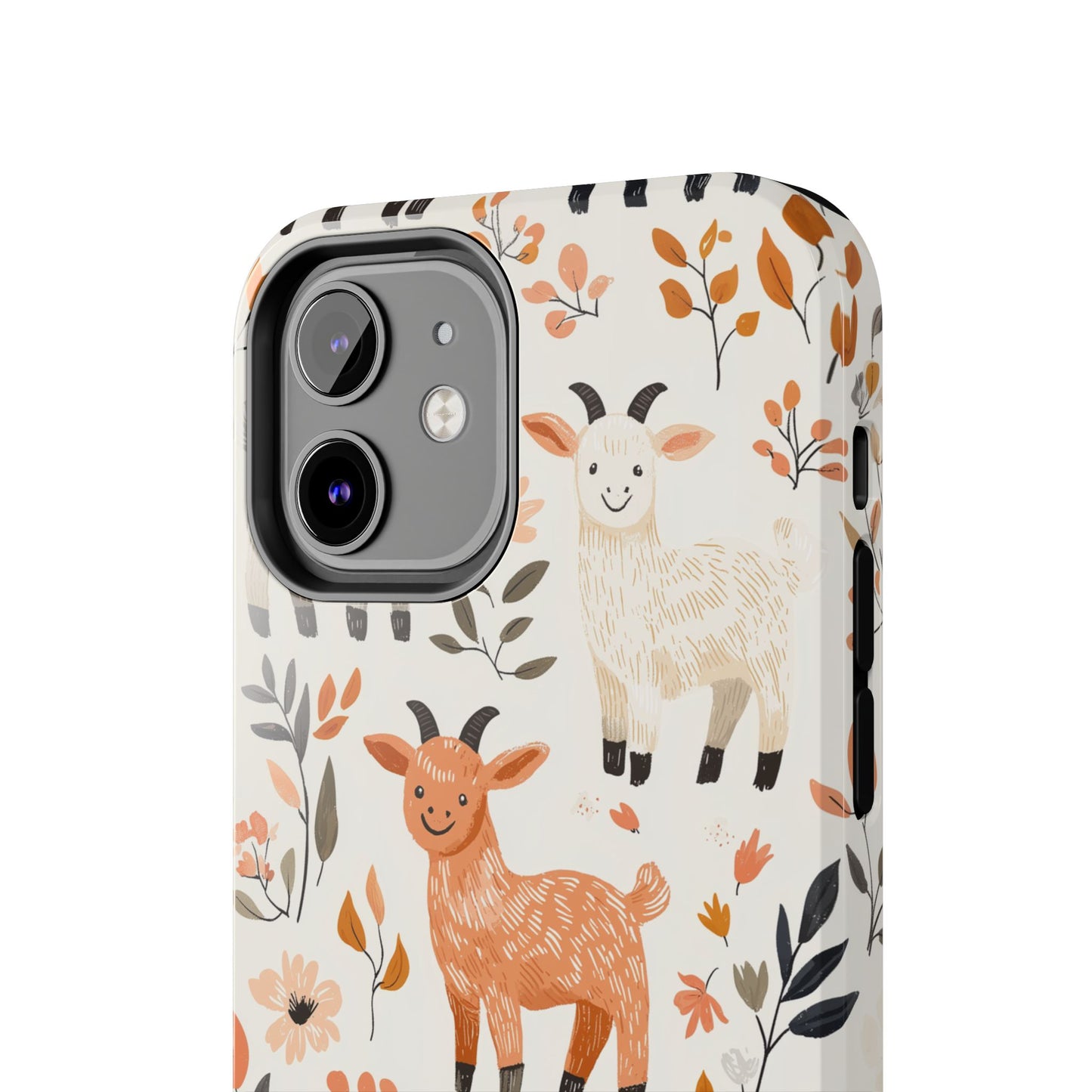 iPhone Case: Smiley Goats & Dried Flowers – Vintage Charm