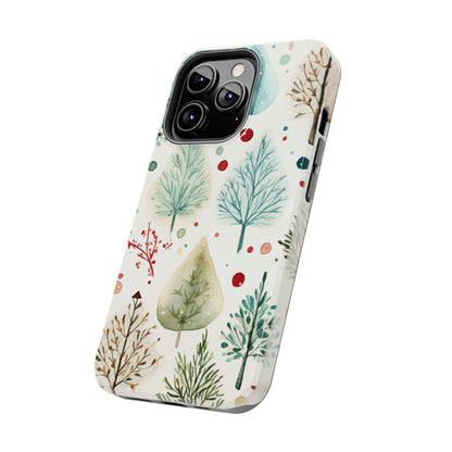 Watercolor Winter Trees iPhone Case – Nature-Inspired, Holiday Theme Protective Cover