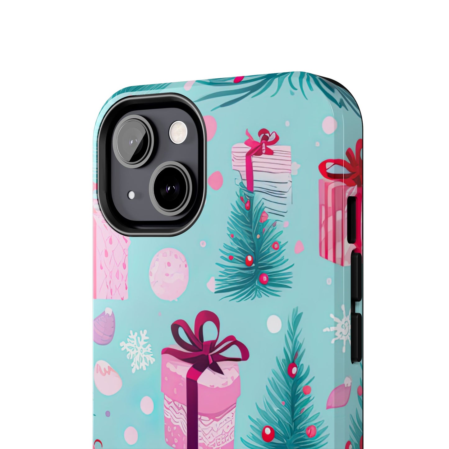 Festive Pink Christmas Gifts and Evergreen iPhone Case – Holiday Theme, Protective Cover