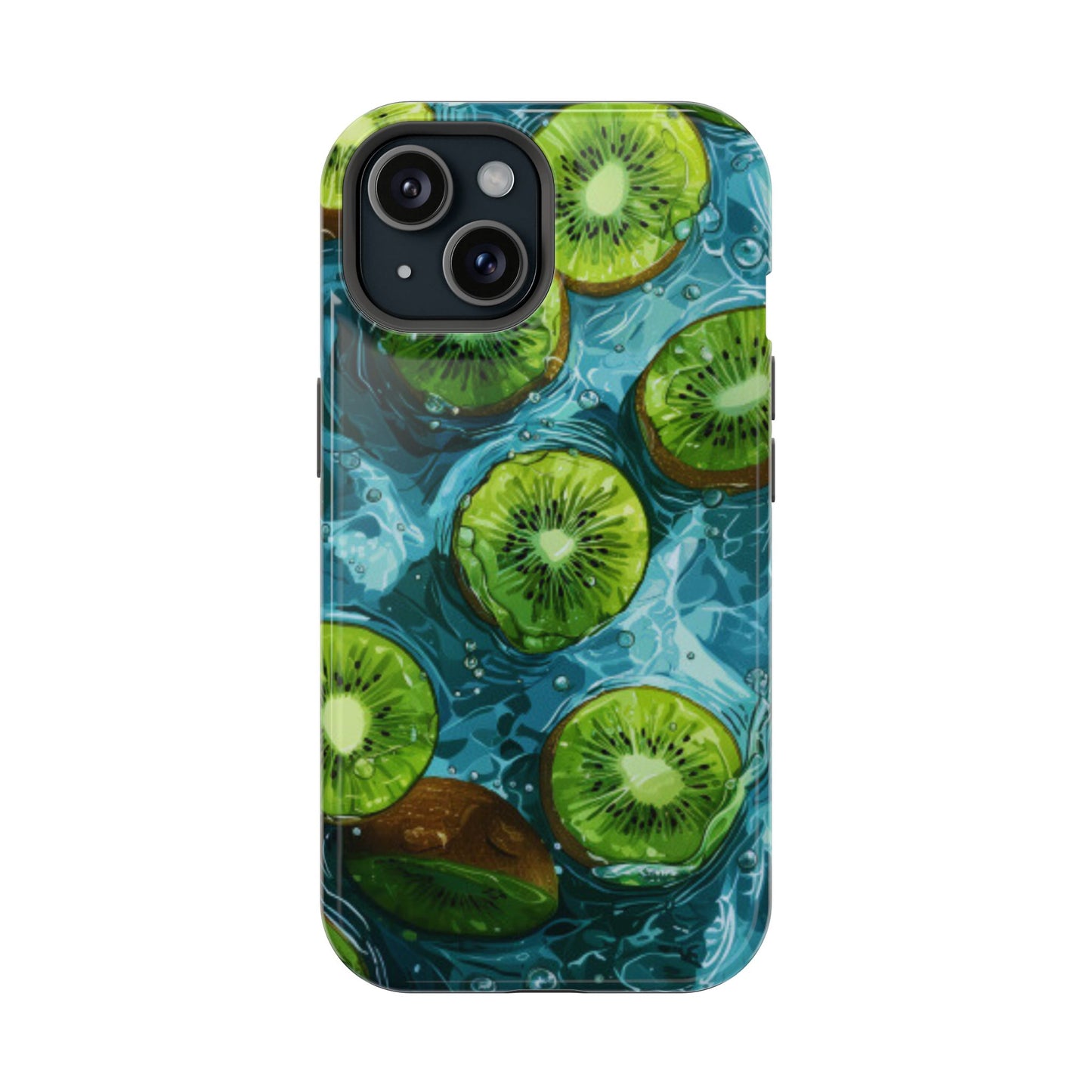 Tropical Kiwi Splash MagSafe iPhone Case – Tough Dual-Layer, Vibrant Summer Design