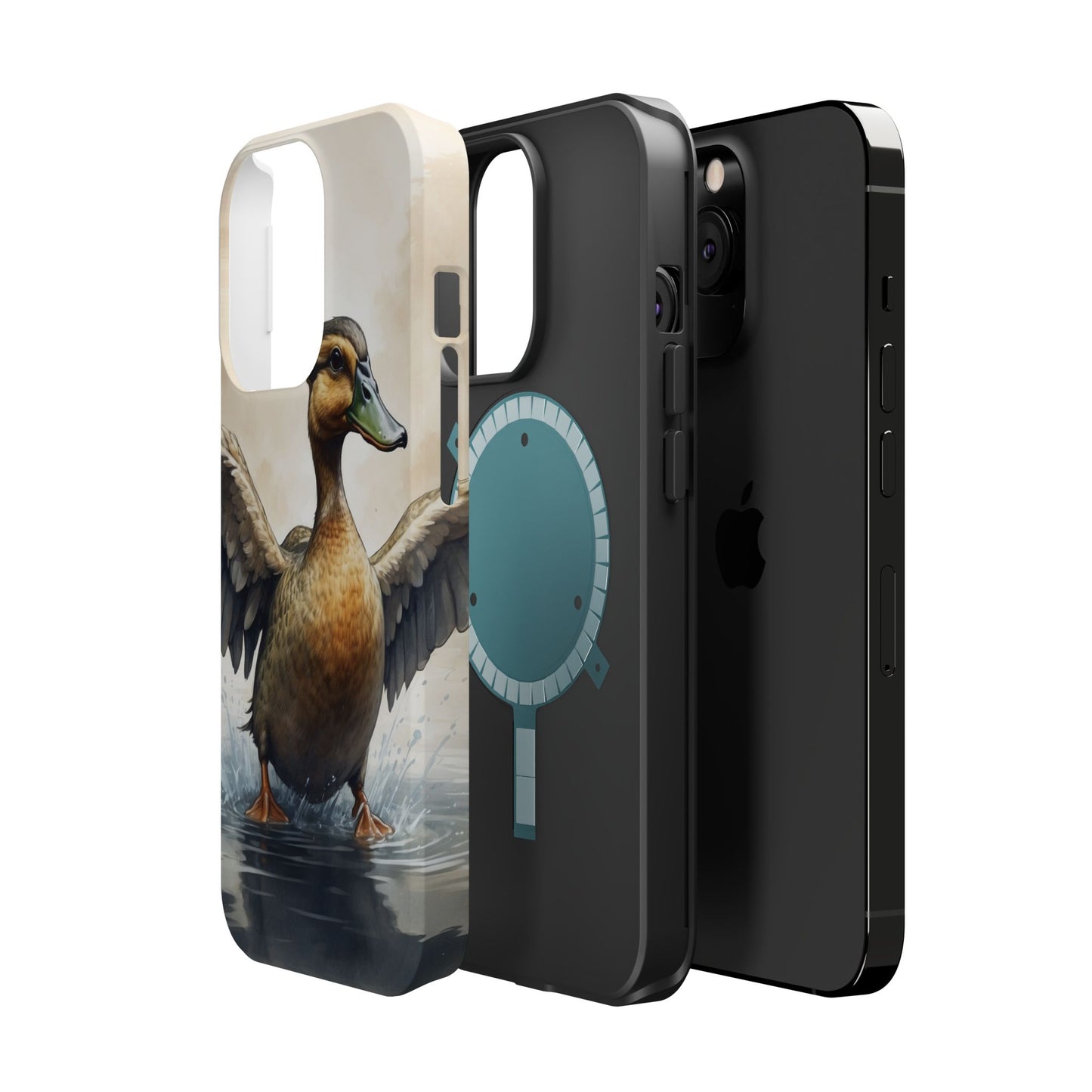 Graceful Duck in Watercolor Scene - MagSafe iPhone Case