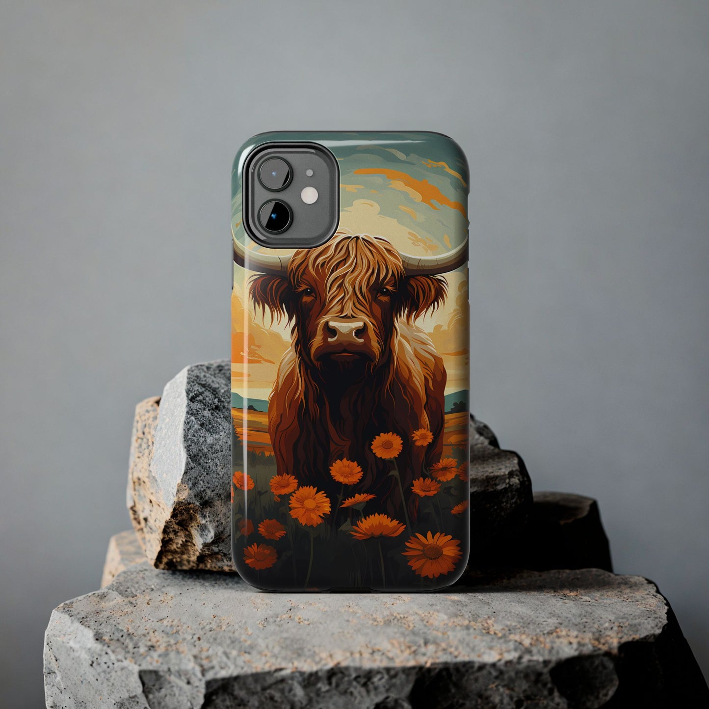 Highland Cow Case | Rustic Farmhouse Floral Design