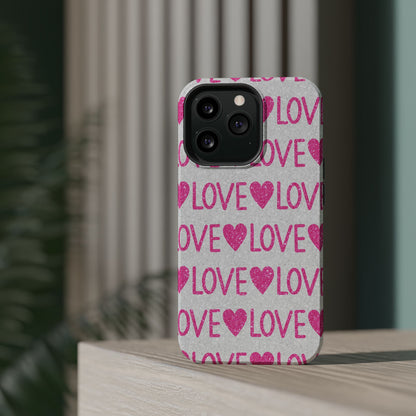 Pink Glitter Love Pattern – MagSafe iPhone Case