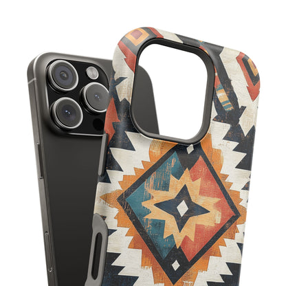 Vintage Southwestern Diamond Tough MagSafe iPhone Case – Rustic Tribal Design, Dual-Layer Protection