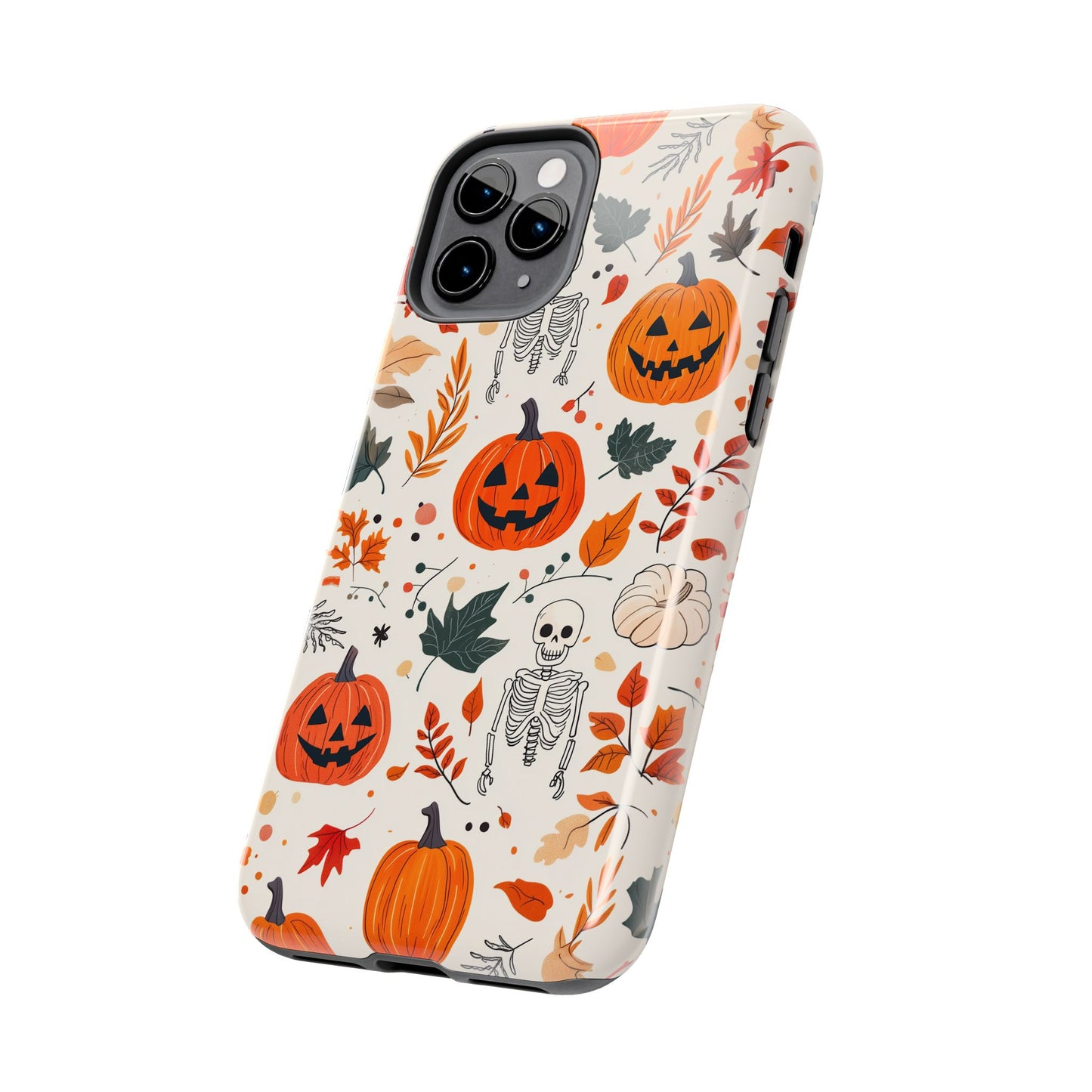 Halloween Pumpkin & Skeleton iPhone Case – Spooky Autumn Design