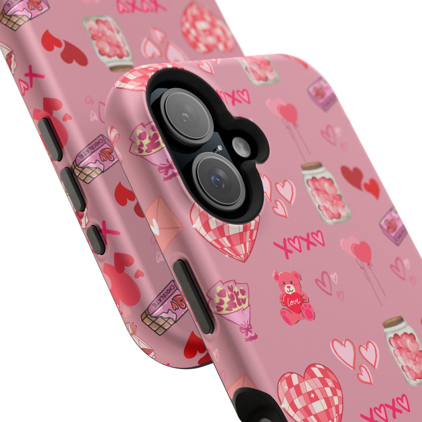 Pink Valentine Love Collage – MagSafe-Compatible iPhone Case