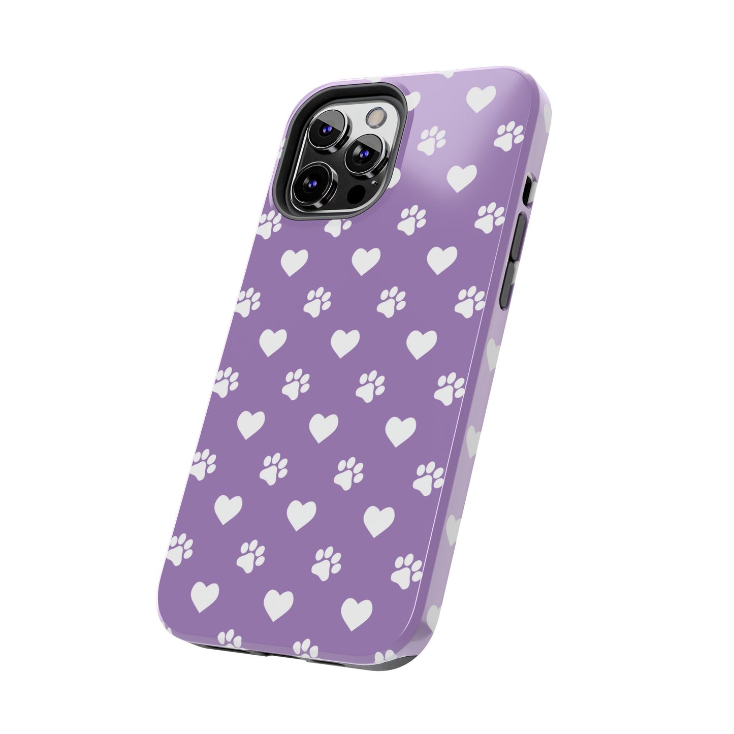 Lavender Paw Prints & Hearts Design - Adorable Pet Lover iPhone Case