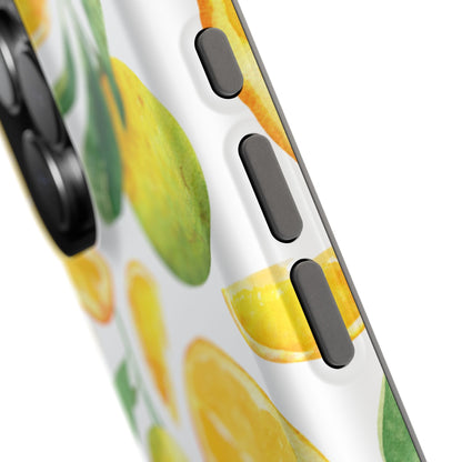 Sunny Citrus Grove Tough MagSafe iPhone Case – Watercolor Orange Design, Dual-Layer Protection