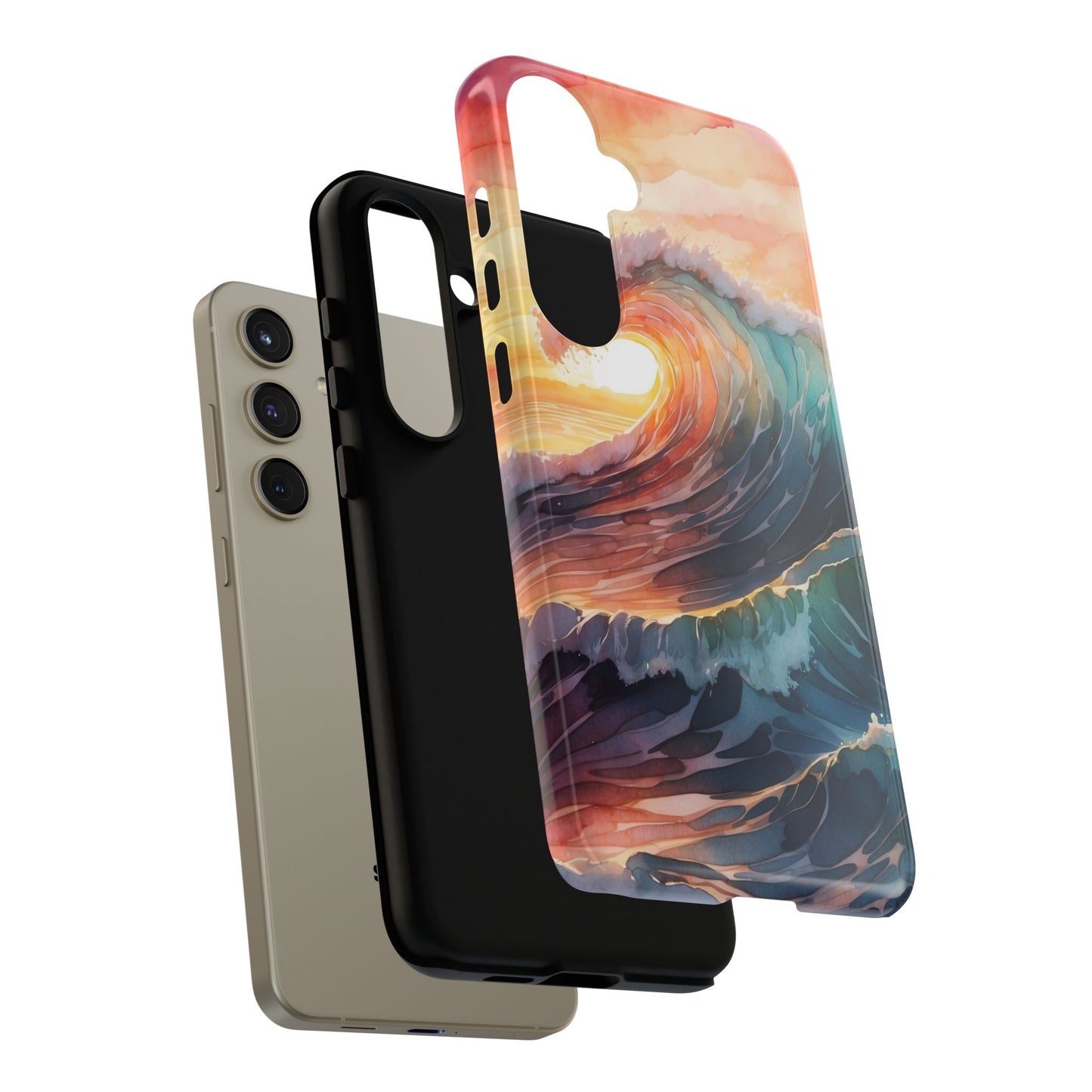 Ocean Sunrise Wave Samsung Galaxy Case – Vibrant Watercolor Wave Design