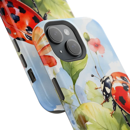 Watercolor Ladybug & Poppy Fields - MagSafe iPhone Case