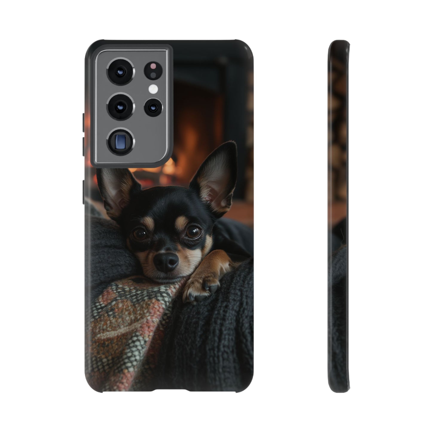 Cozy Chihuahua Fireplace Samsung Galaxy Case – Warm and Protective Design