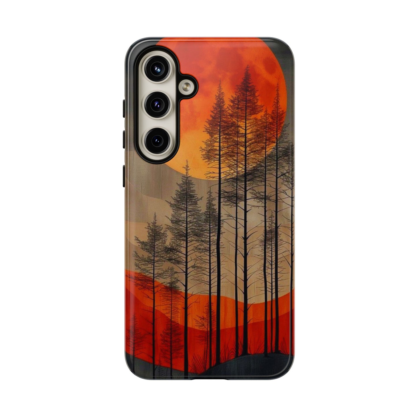 Moody Forest Moonrise Samsung Galaxy Case – Dark Landscape Design, Dual-Layer Protection