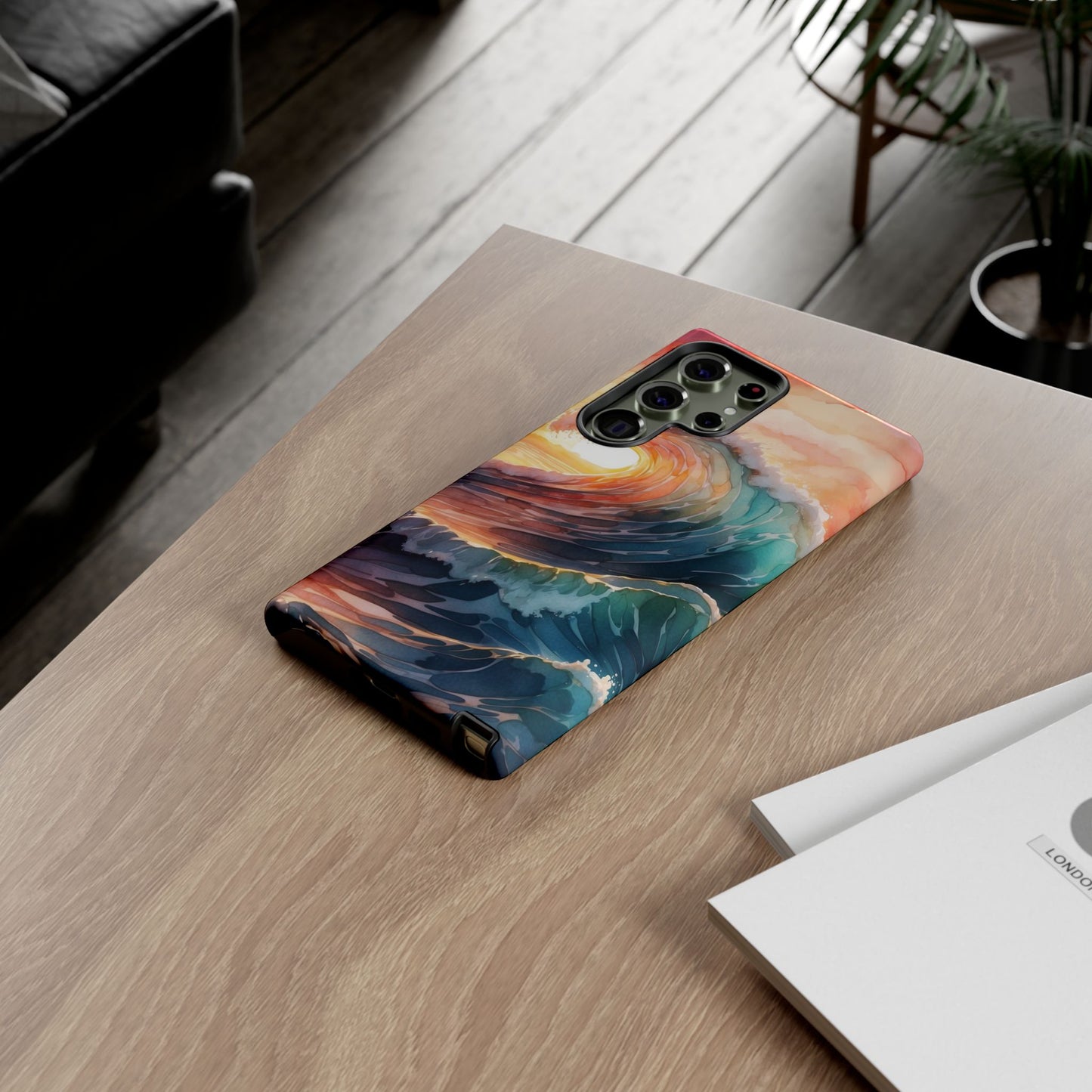 Ocean Sunrise Wave Samsung Galaxy Case – Vibrant Watercolor Wave Design