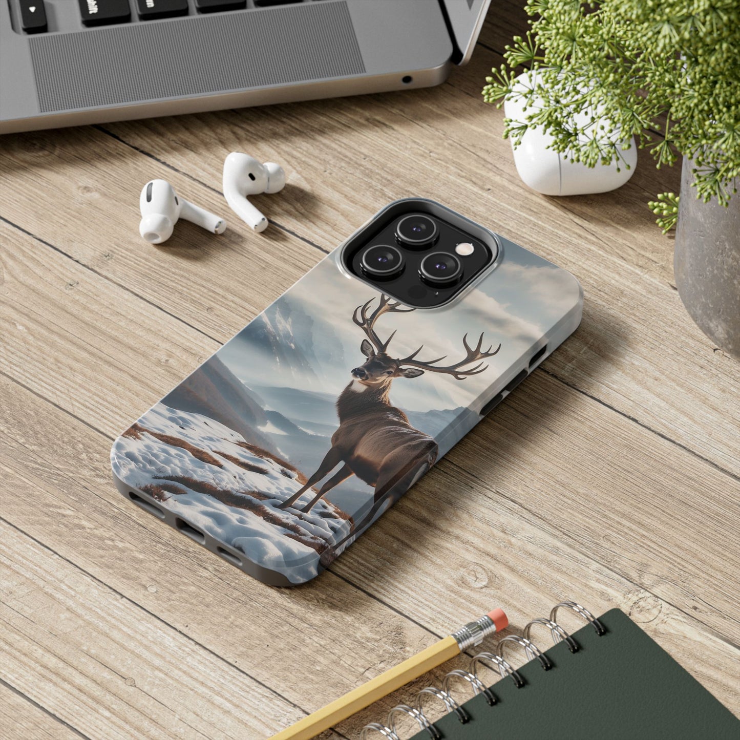 Alpine Majesty: Stag in Snow – iPhone Case