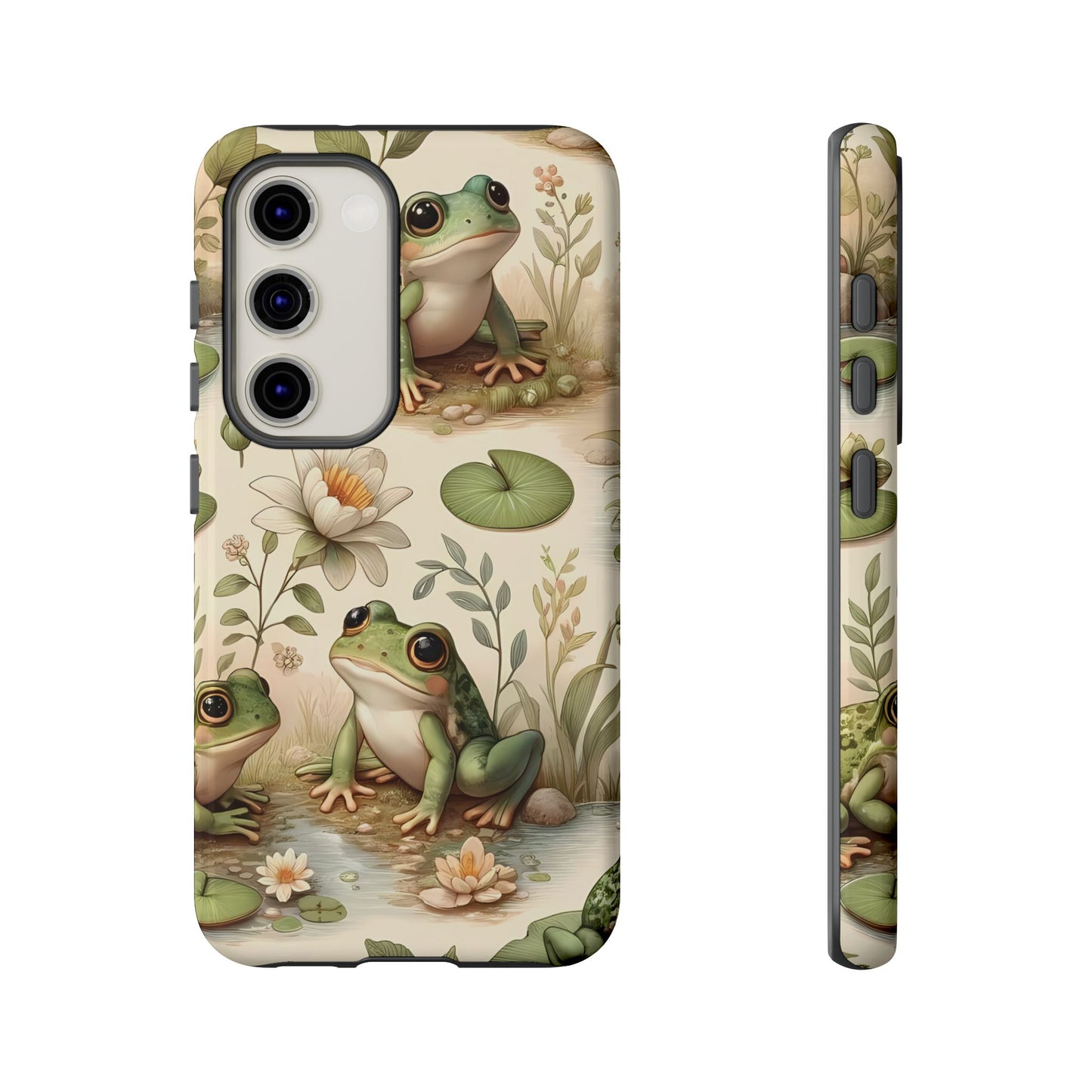 Cute Frogs Phone Case - Pond Pals Frolic - Charming Frog Lily Pad Phone Case for iPhone, Google & Samsung! Great Gift For Any Frog Lover!