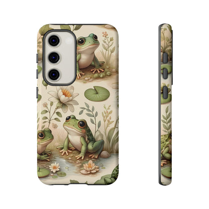 Cute Frogs Phone Case - Pond Pals Frolic - Charming Frog Lily Pad Phone Case for iPhone, Google & Samsung! Great Gift For Any Frog Lover!