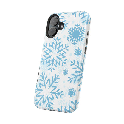 Frosty Blue Snowflakes MagSafe iPhone Case – Shockproof, Smooth Matte Finish, Dual-Layer Design