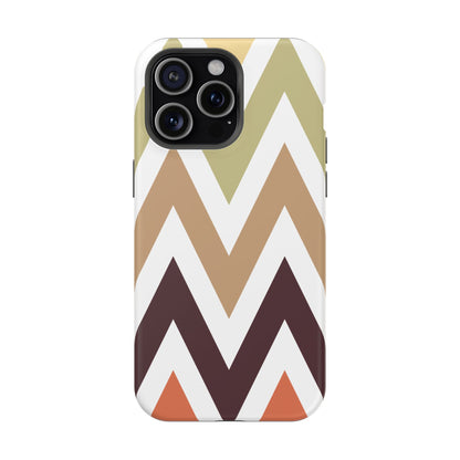 Earthy Chevron MagSafe iPhone Case – Boho-Inspired Design with Dual-Layer Protection