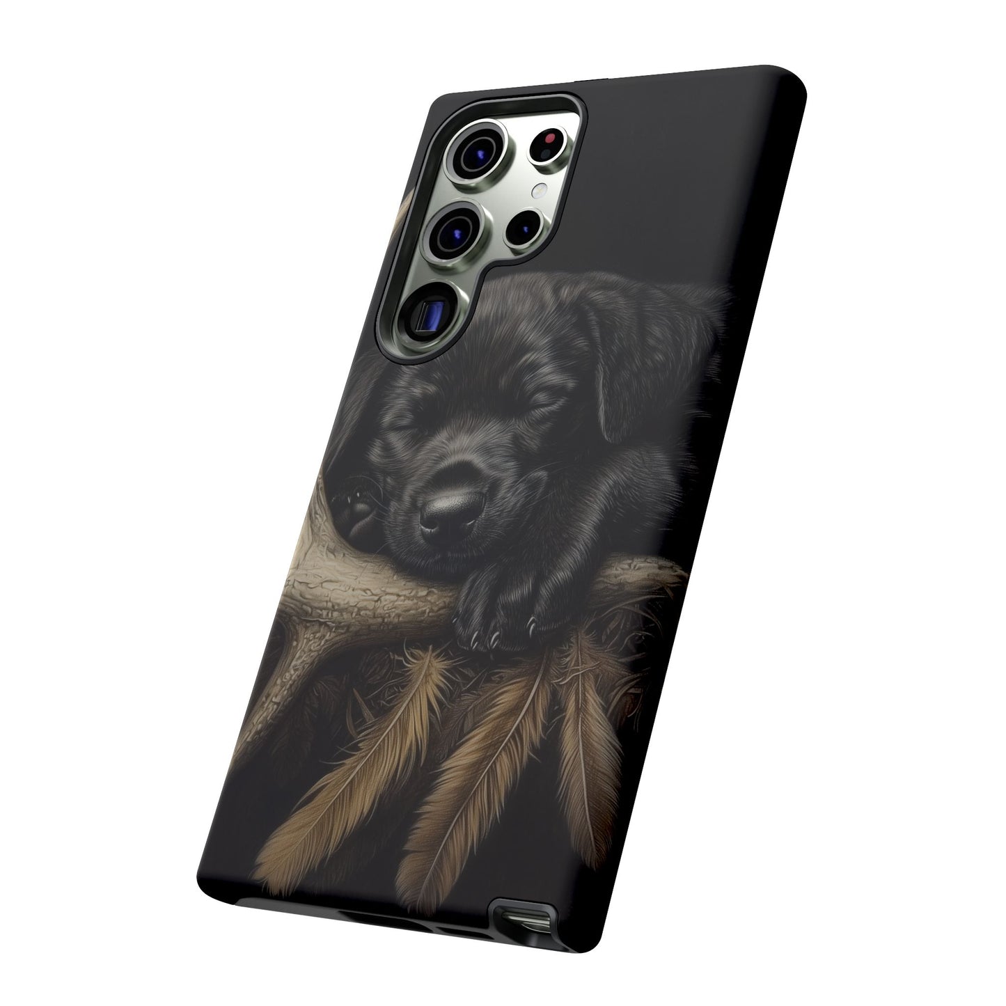 Adorable Black Labrador Puppy on Feathers Samsung Galaxy Case