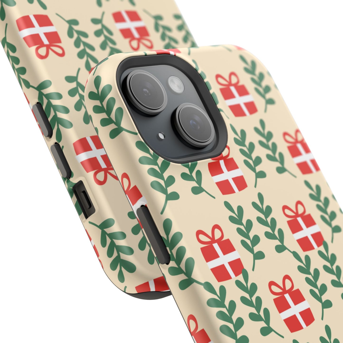 MagSafe iPhone Case: Holiday Cheer – Red Gifts & Green Leaves