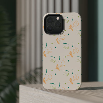 Soft Pastel Abstract Floral Tough MagSafe iPhone Case – Playful Minimalist Design with Dual-Layer Protection