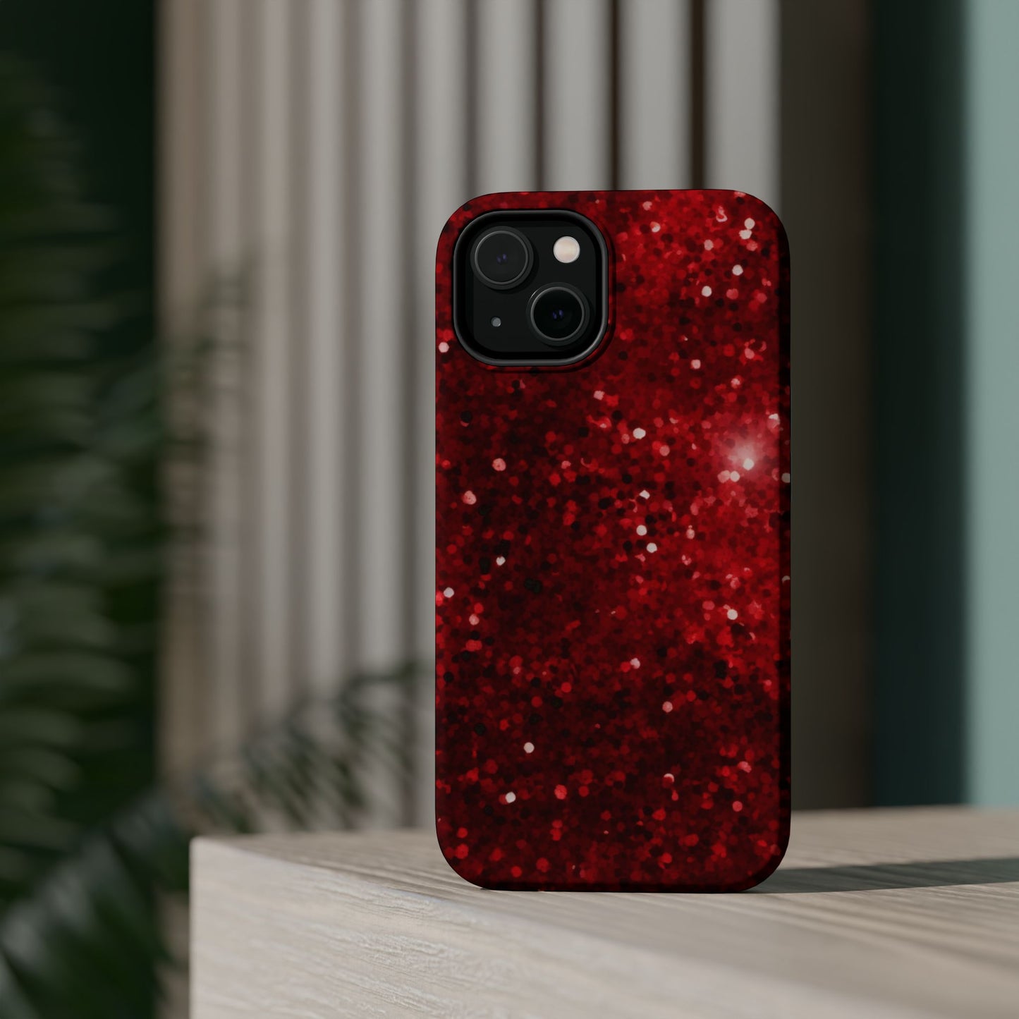 Crimson Glow Glitter MagSafe Case