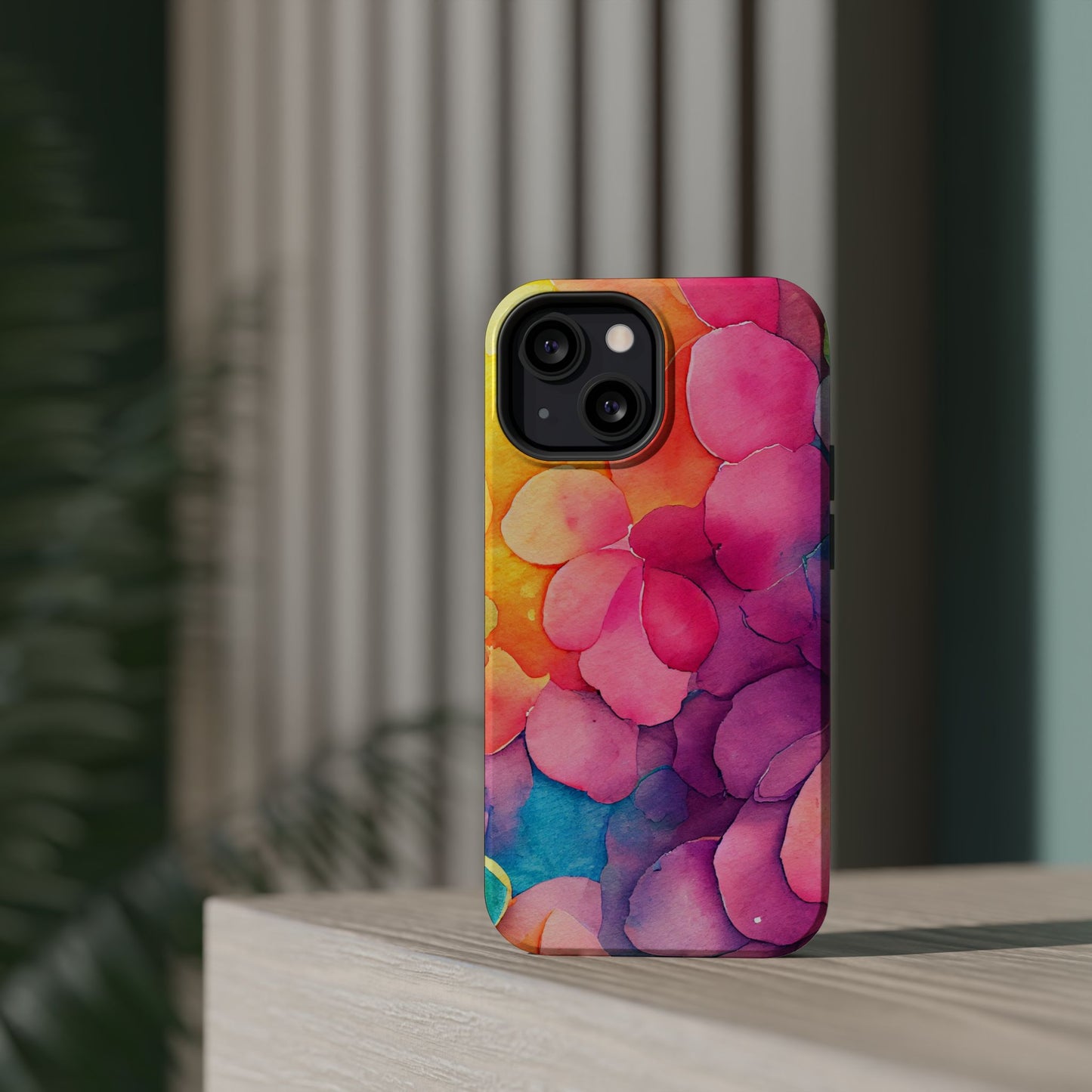 Sunset Petals Watercolor MagSafe iPhone Case – Slim Design, Glossy Finish