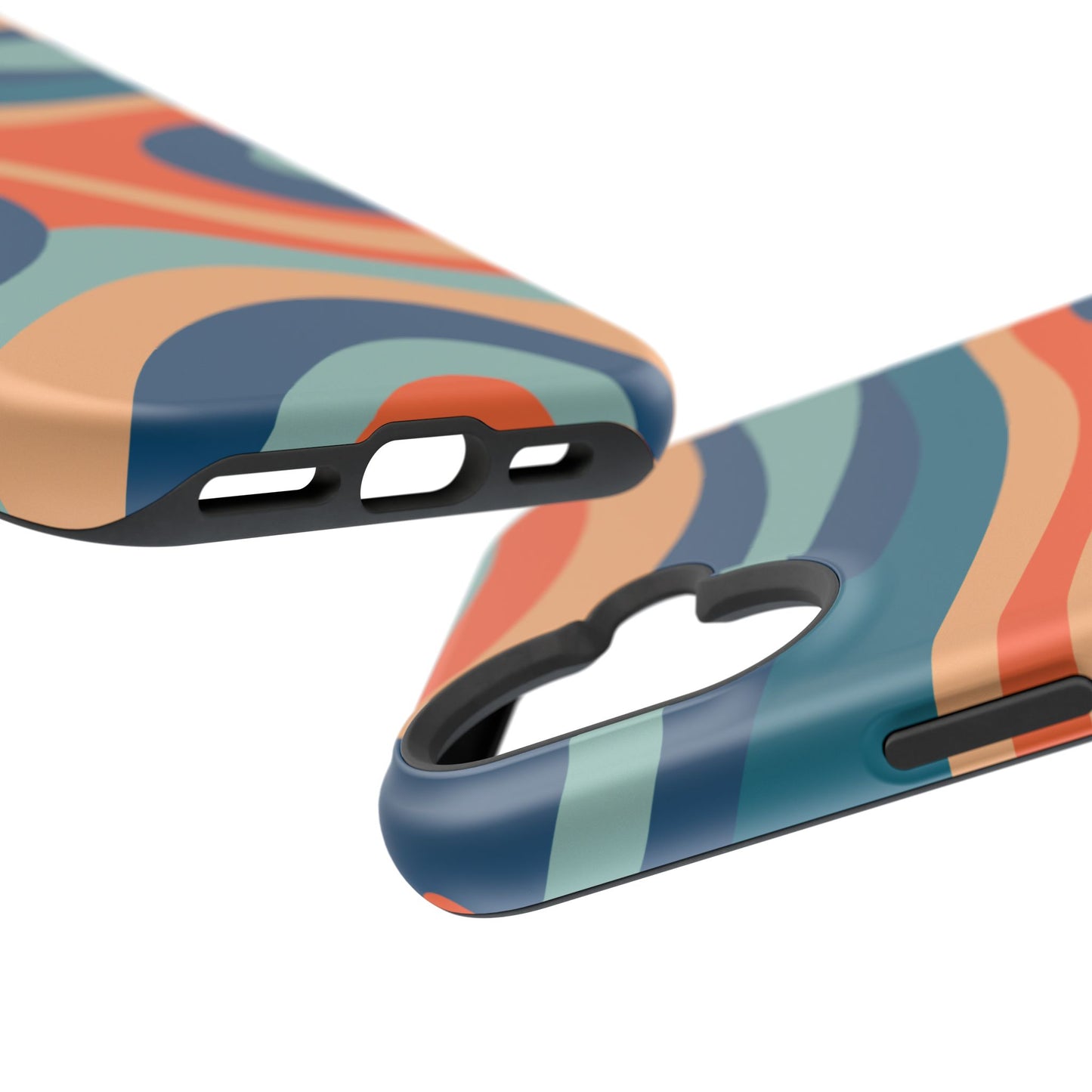 Retro Vibe Wavy Stripes MagSafe iPhone Case – 70s-Inspired in Teal, Orange, and Rust