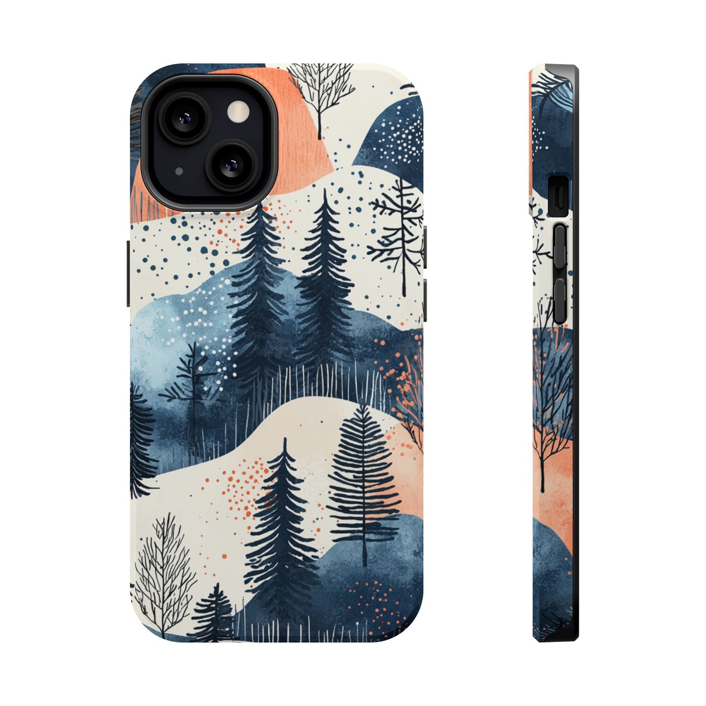 Winter Forest MagSafe iPhone Case | Watercolor Trees & Mountains