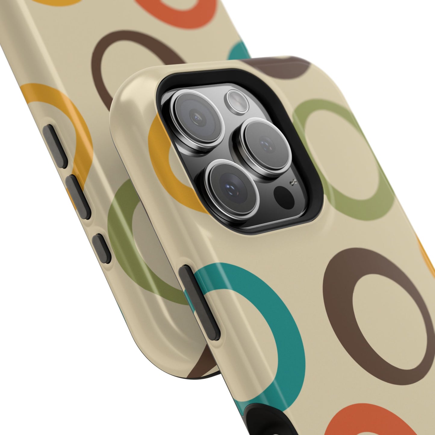 Retro Colorful Rings MagSafe iPhone Case – Shockproof, Matte Finish, Dual-Layer Protection