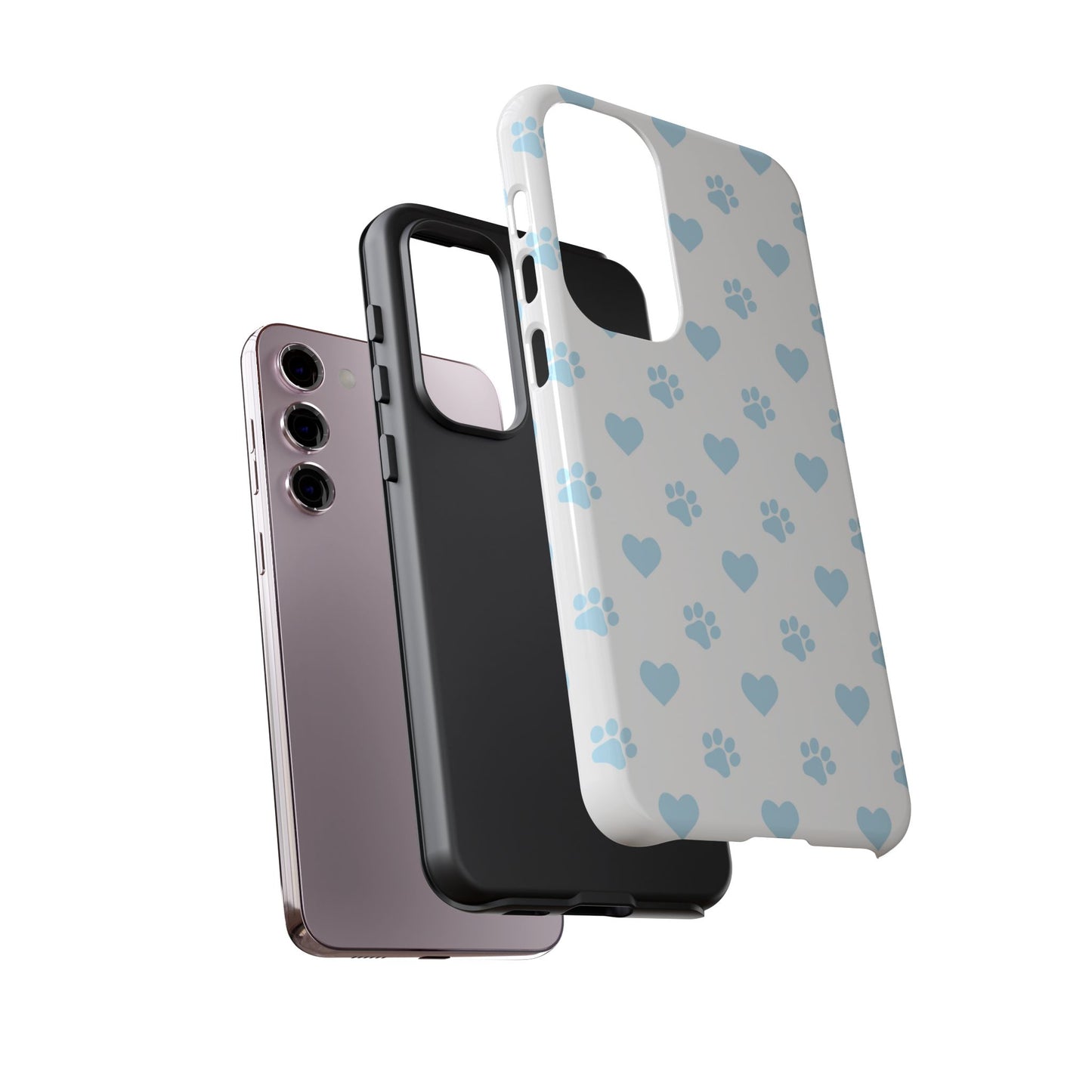 Light Blue Paw Prints & Hearts – Samsung Galaxy Case for Animal Lovers