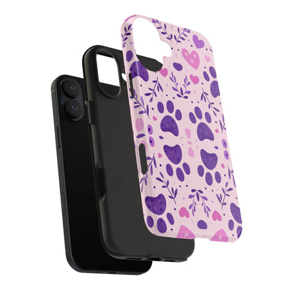 Pastel Paw Print iPhone Case - Cute Pet-Themed Floral Protective Cover