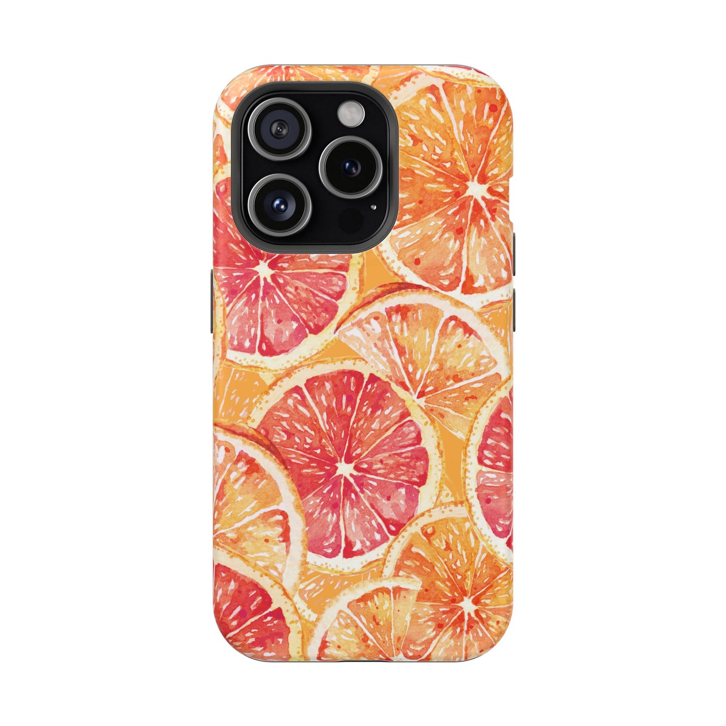 Watercolor Citrus Splash Tough MagSafe iPhone Case – Vibrant Fruit Print, Shock-Resistant Design