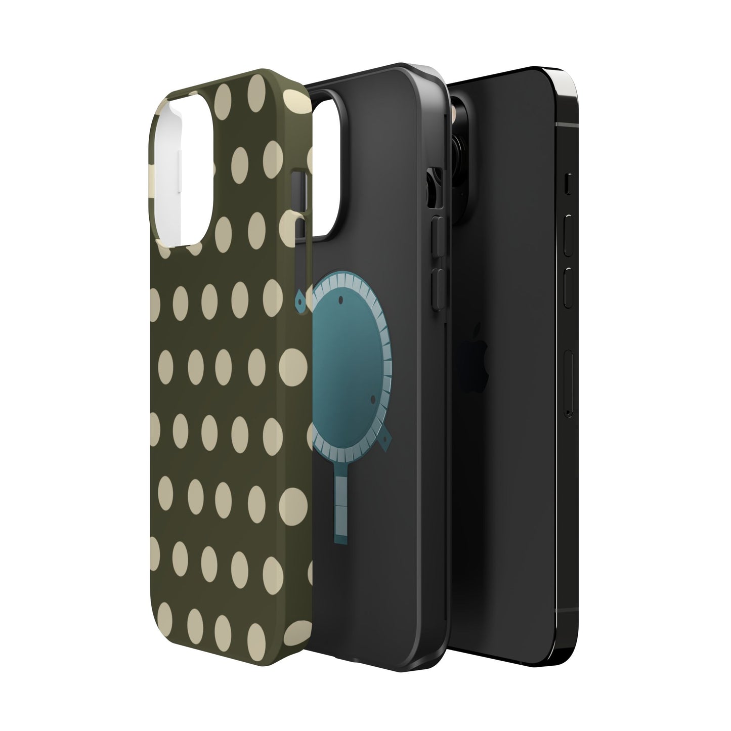 Vintage Green & Cream Polka Dots – MagSafe iPhone Case