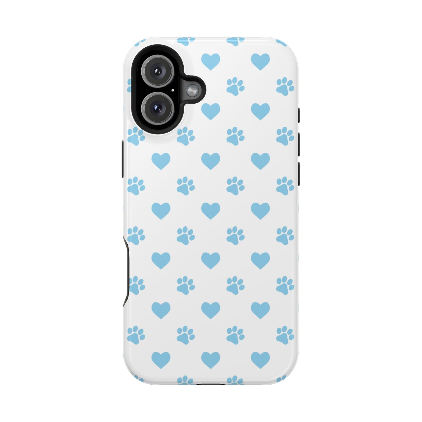 Blue Paw Prints & Hearts – MagSafe iPhone Case with Adorable Pet-Lover Design