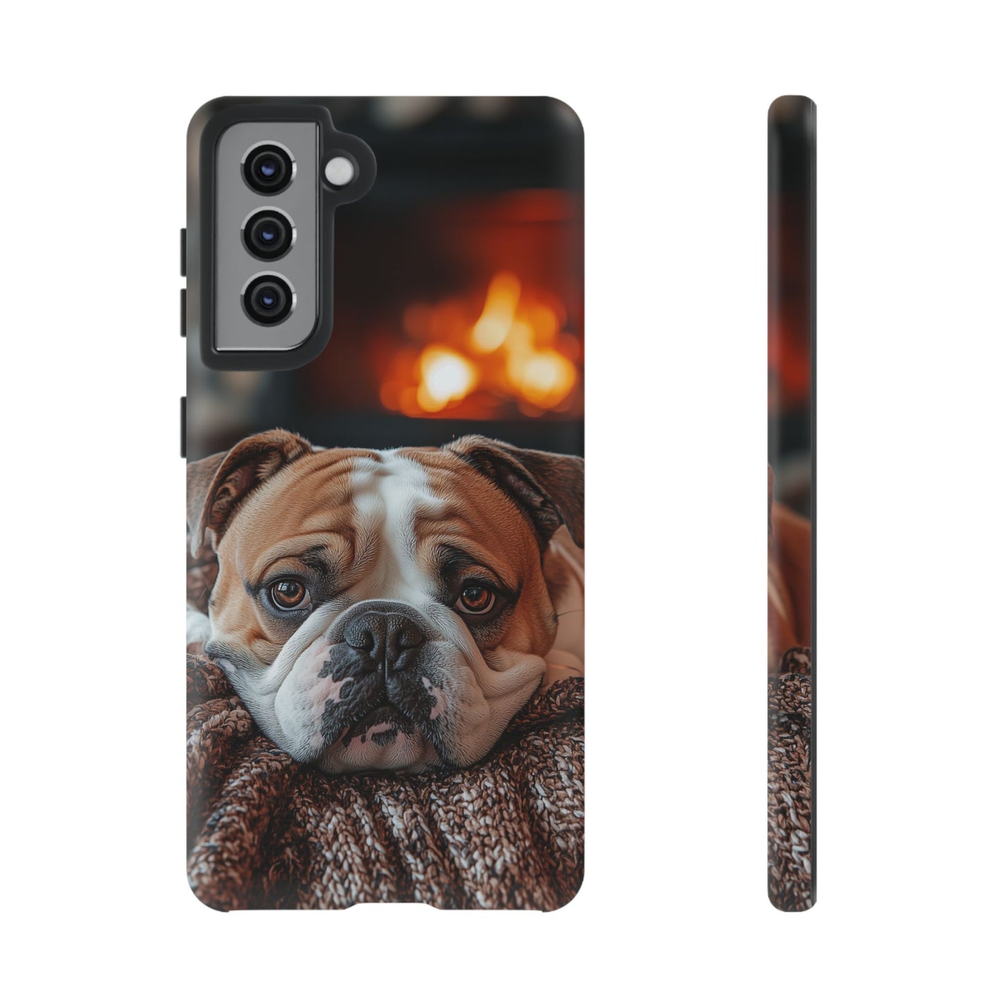 Cozy Bulldog Samsung Galaxy Case – Fireside-Inspired Protective Cover