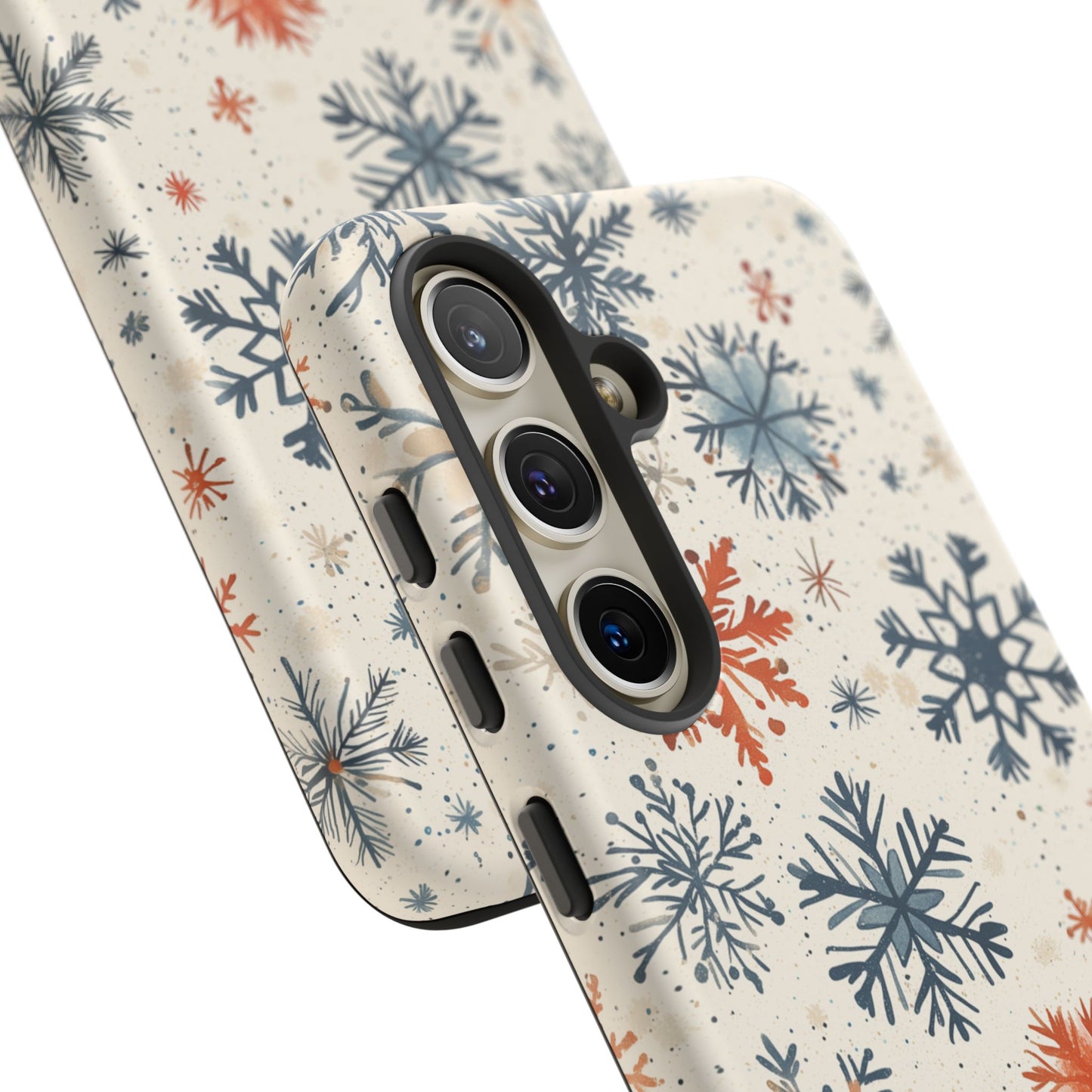 Rustic Orange and Blue Snowflake Pattern – Samsung Galaxy Series Case