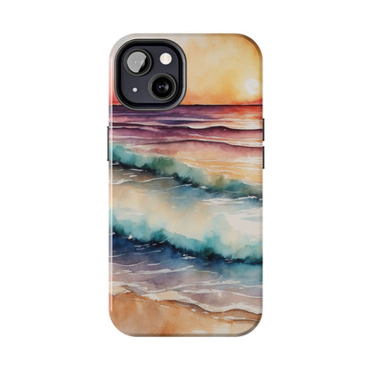 Sunset Waves iPhone Case – Vibrant Watercolor Design