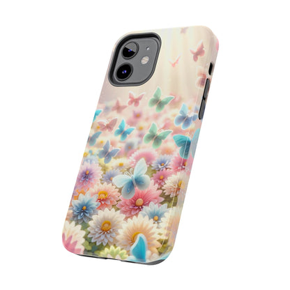 Butterfly Flower Garden - iPhone Case - Pastel Floral Protective Cover