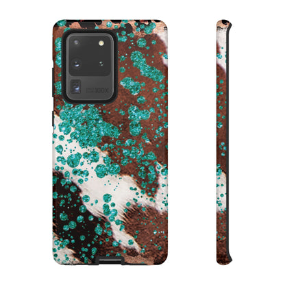 Teal Glitter Cowhide - Samsung Galaxy Series Case