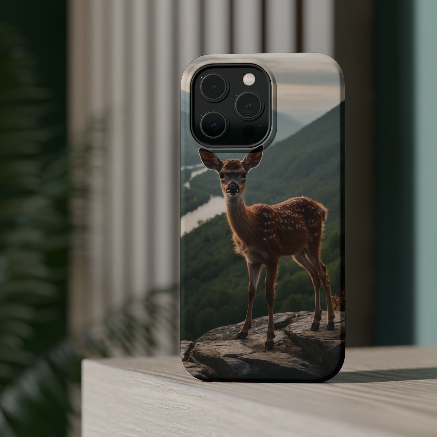 Majestic Fawn Overlooking Mountain Vista MagSafe iPhone Case