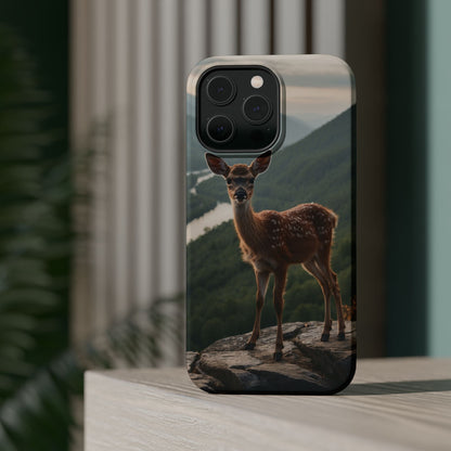 Majestic Fawn Overlooking Mountain Vista MagSafe iPhone Case