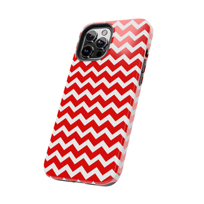 Bold Red & White Chevron – Modern Geometric iPhone Case