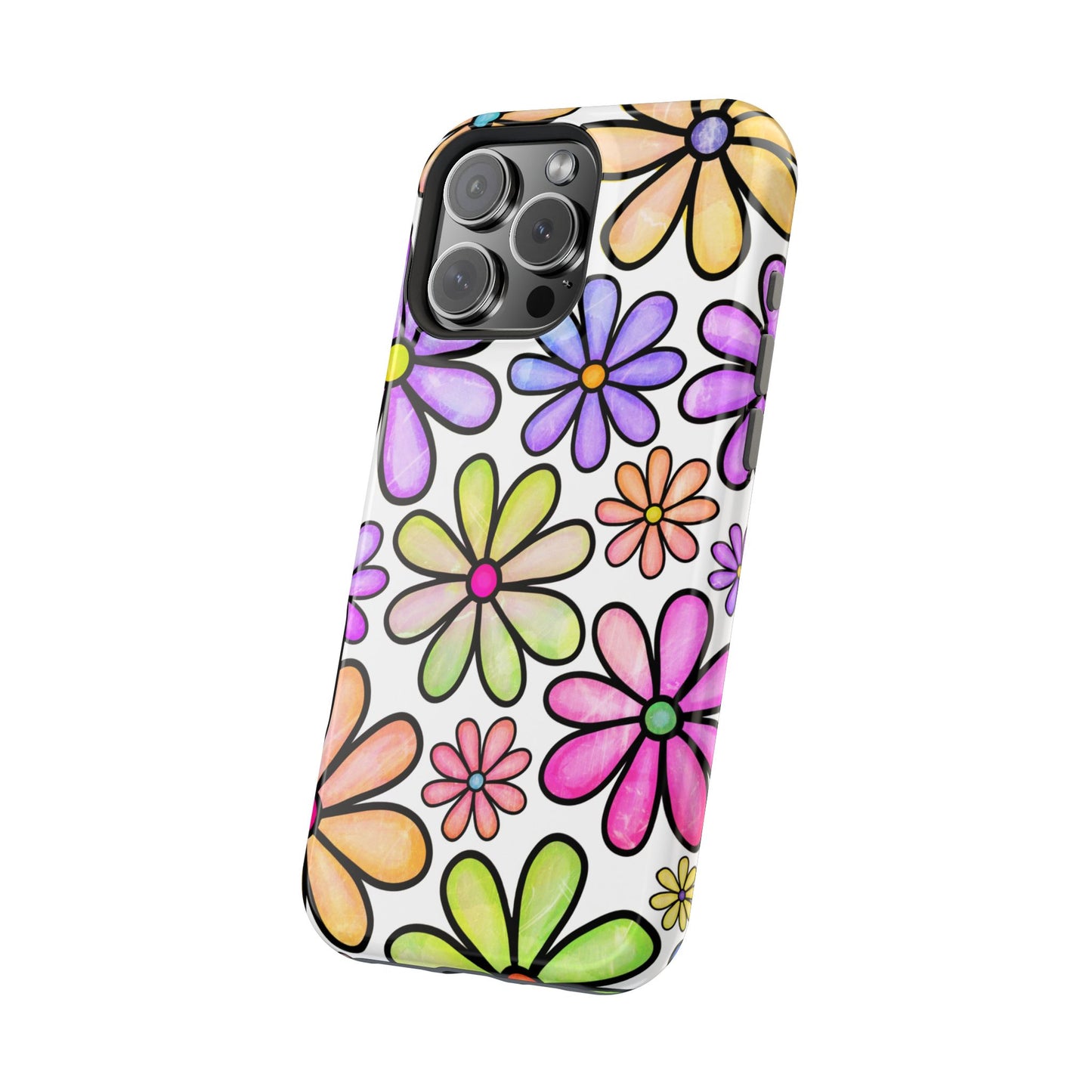 Pastel Daisy Dream MagSafe iPhone Case – Slim Profile, Glossy Finish