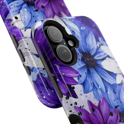 Vibrant Purple & Blue Floral Splash - MagSafe iPhone Series Case