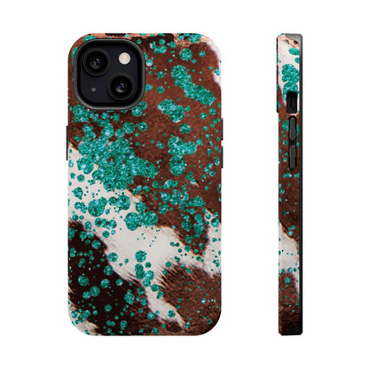 Teal Glitter Cowhide - MagSafe iPhone Series Case