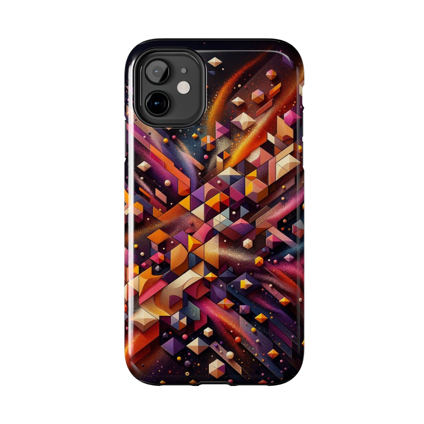 Geometric Galaxy iPhone Case - Abstract Cosmic Protective Cover - Retro Gamer