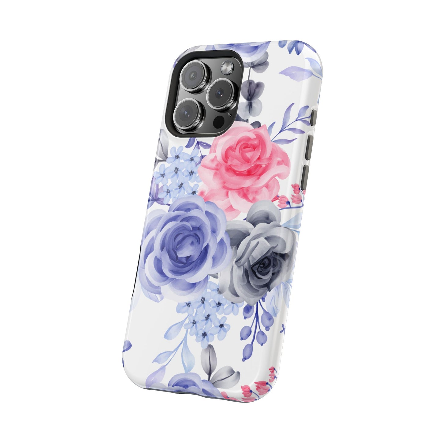 Elegant Blue Floral Watercolor Design – MagSafe iPhone Case