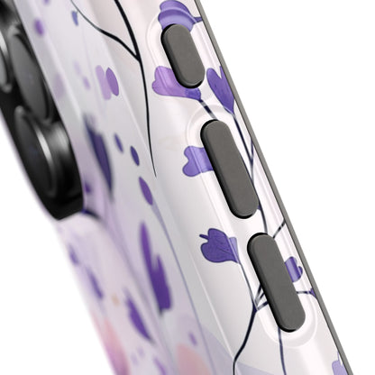 Purple Floral Bliss MagSafe iPhone Case – Delicate Blossom Design