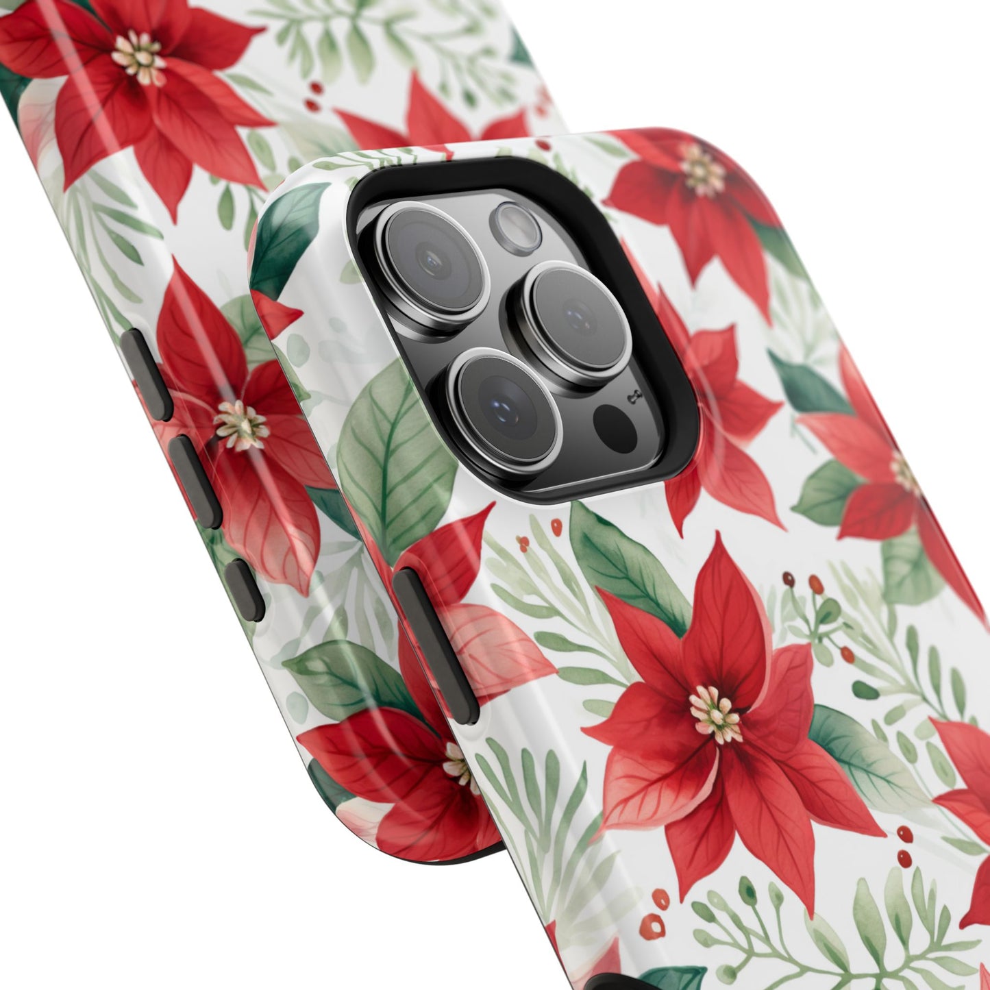 Festive Poinsettia Holiday Pattern – MagSafe iPhone Series Case